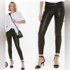 Frame Lamb Leather LeHigh Skinny Pants black size 28